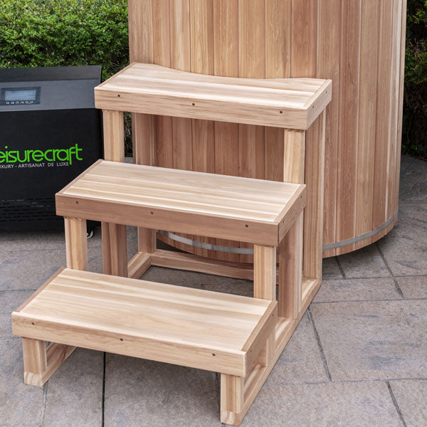 3 Tier Steps for Cold Plunge - Clear Red Cedar